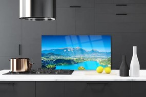 Panel Szklany do Kuchni Odbicie Szczytów w Jeziorze