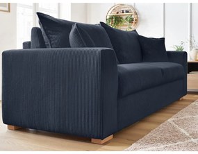 Ciemnoniebieska sztruksowa rozkładana sofa 225 cm Augustin – Bobochic Paris