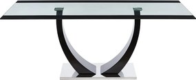 Stół na 8 miejsc z płyty MDF, szkła hartowanego i stali nierdzewnej - czarny - MEZZO II