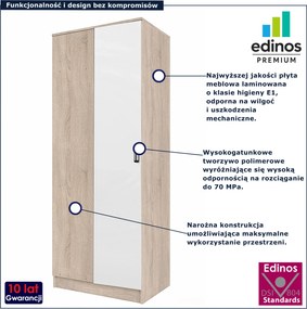 Szafa narożna uchylna w kolorze dąb sonoma + biały W7-A60