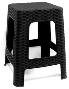 Ogrodowy taboret do sztaplowania Ratan, 45 x 35,5 x 35,5 cm, antracyt