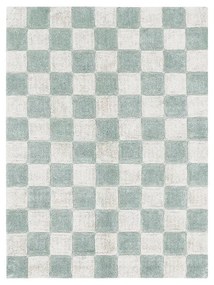 Jasnoniebiesko-kremowy bawełniany dywan tkany ręcznie odpowiedni do prania 120x160 cm Kitchen Tiles Blue Sage – Lorena Canals