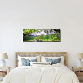 Obraz - Wodospady Huay Mae Khamin, Kanchanaburi, Tajlandia (z zegarem) (90x30 cm)