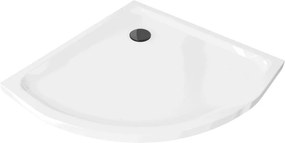 Mexen Flat brodzik półokrągły slim 80 x 80 cm, biały, syfon czarny - 41108080B