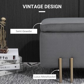 HOMCOM Ławka elegancka tapicerowana ławka ze schowkiem skrzynia z siedziskiem ciemnoszara