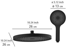 Kolumna prysznicowa z deszczownicą i słuchawką, czarna matowa, 120 cm, WENKO