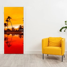 Fototapeta na drzwi - Zachód Słońca nad kurortem (95x205cm)