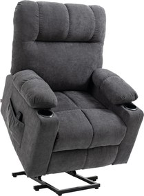 HOMCOM Fotel dla seniora z funkcją podnoszenia i leżenia z pilotem ciemnoszary 144 cm x 91 cm x 88 cm | Aosom PL
