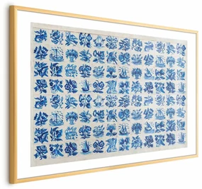 Plakat Płytki azulejos 60x40 cm z ramą złotą z marginesem ARTGEIST B