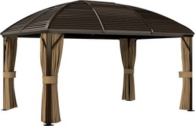 Outsunny Pawilon Ogrodowy, Namiot Imprezowy, Festynowy, 4 x Podwójne Ściany Boczne, Wodoodporny, 2 Haki na Latarnie, ok. 4 x 3 x 2,8 m, Brązowy