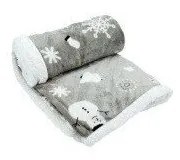 Szary koc ze świątecznym motywem z materiału sherpa 150x200 cm Snowman – My House