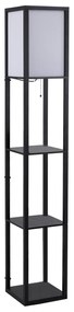 HOMCOM Lampa Stojąca z Półkami Oświetlenie Wewnętrzne E27 Drewno Czarne 26x26x160cm | Aosom PL