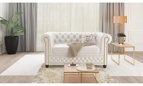 Biała rozkładana sofa z imitacji skóry 148 cm York – Ropez