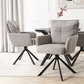 Krzesło Tapicerowane Obrotowe do Salonu CITY Szare Sztruksowe Nowoczesne