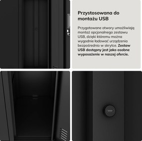 Szafa socjalna ubraniowa 10-drzwiowa czarna, 1360x1720x450 mm: BARTEK