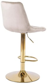 Beżowy hoker z podnóżkiem na złotej nodze - Rofa