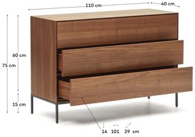 Niska komoda w dekorze orzecha 110x75 cm Vedrana – Kave Home