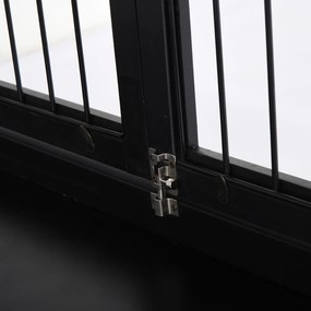Pawhut Klatka dla Psa do Domu 2 Drzwi Zwierzęta Domowe MDF Metal Czarna, 58,5 x 81 x 66 | Aosom PL