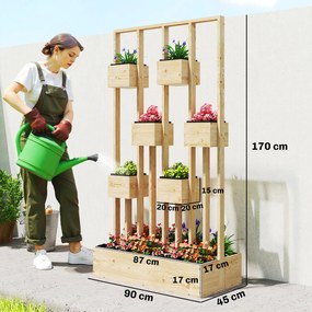 Outsunny Podwyższona grządka z kratownicą, drewniana skrzynia na rośliny, 90 x 45 x 170 cm | Aosom PL