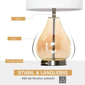 HOMCOM Zestaw 2 lamp stołowych Zestaw 2 opraw stołowych E27 Lampka nocna len szkło bursztynowy