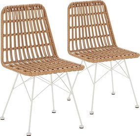 Pakiet dwóch krzeseł do jadalni lub ogrodu Aitana Ratan/Biały.