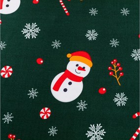 PrzytulneMieszkanie.pl Prześcieradło z mikrofibry SNOWMAN AND GINGERBREAD zielone 90x200 cm