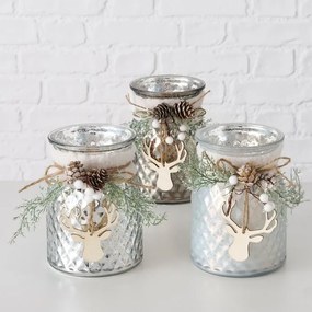 Świecznik słoik ze stroikiem WILKA, wys. 16 cm