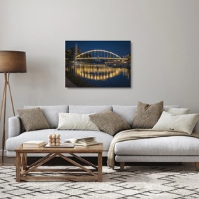 Obraz na szkle - most z fontanną (70x50 cm)