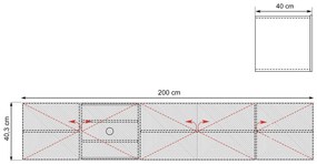 Szafka RTV Asha 200 cm wisząca z ryflowanym frontem - artisan / rivier stone mat