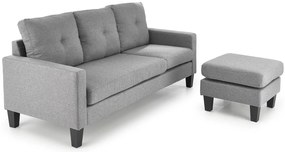 Popielata sofa z dostawianym podnóżkiem - Tuberosa