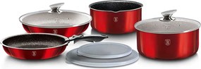 Czerwony zestaw aluminiowych garnków i patelni F3-P70