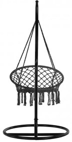 Czarny fotel wiszący COLUMBIA z czarnym stojakiem