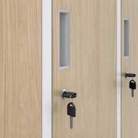 Szafa socjalna 6-drzwiowa IGOR, 900 x 1850 x 450 mm, Eco Design: biała/ dąb sonoma