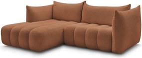 Pomarańczowy narożnik z materiału bouclé (lewostronny/z szezlongiem) Azra – Bobochic Paris