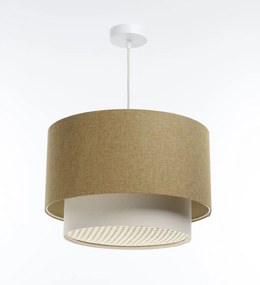 Lampa wisząca ERUTAN DOUBLE RATTAN 40 żółta/kremowa BPS KONCEPT