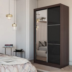 Szafa Przesuwna VITALE 120 cm z Lustrem Szafa Dwudrzwiowa Wenge