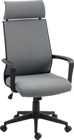 HOMCOM Krzesło biurowe z miękkim oparciem, kołami, podłokietnikami, regulowaną wysokością, wełna sztuczna, Szary