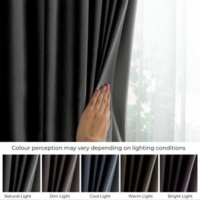 Ciemnoszara aksamitna zasłona częściowo zaciemniająca (dimout) 140x270 cm Eyelets – Restilo