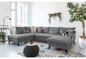 Szara rozkładana sofa w kształcie litery "U" Miuform Charming Charlie, lewostronna