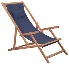 Granatowy drewniany leżak plażowy - Kane