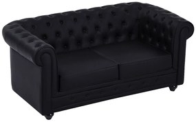 Kanapa 2-osobowa z czarnej ekoskóry - CHESTERFIELD