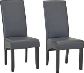 Komplet 2 krzeseł ROVIGO - Szara ekoskóra mat - Czarne drewniane nogi