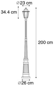 Zewnetrzna Klasyczna latarnia zewnętrzna czarna 200 cm IP44 - Havana klasyczny/Antyczny Oswietlenie zewnetrzne