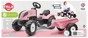 Falk traktor country star różowy na pedały + przyczepka i klakson od 2 lat.