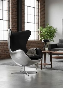 Industrialny czarny fotel wypoczynkowy jajo K0-F54