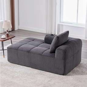 Wygodna sofa rozkładana - 158 x 93 x 61 cm - nie wymaga montażu - z poduszkami oparcia + kieszeń - aksamitna - szara