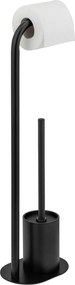 Czarny stalowy stojak na papier toaletowy ze szczotką Levante – Wenko