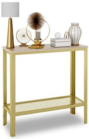Nowoczesna konsola z metalowym stelażem złoty + dąb sonoma H8-W68