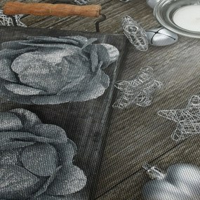 Obraz - srebrne ozdoby świąteczne (z zegarem) (90x30 cm)