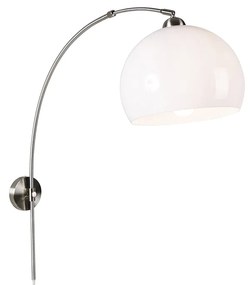 Inteligentna lampa ścienna łukowa stalowa z białym kloszem w komplecie z Wifi A60 - Bow Nowoczesny Oswietlenie wewnetrzne
